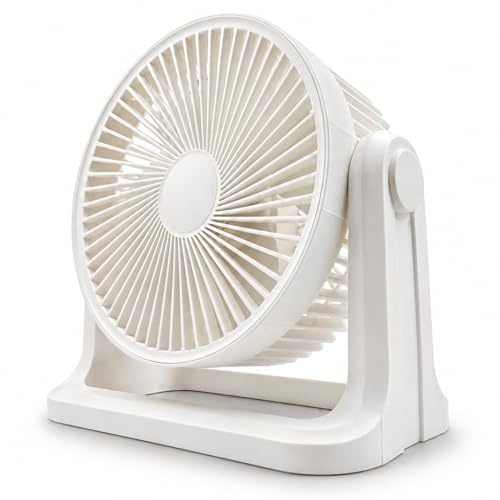 EMtronics 9 Inch Turbo Fan | Powerful Air Circulator with 3 Speed Settings | Adjustable 115° Tilt Head | Portable Desk or Floor Fan with Strong Airflow up to 6m - White