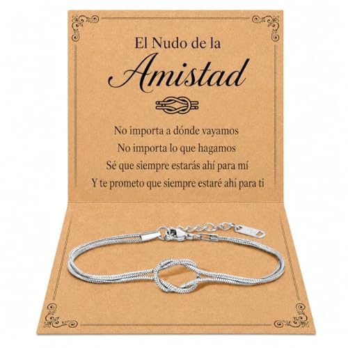2 Piezas Regalo Amiga Regalo Amiga Cumpleaños Para Mujer, Pulsera Amistad Nudo Infinito Con Tarjeta Mensaje Y Caja, Detalle De Amistad En Acero Inoxidable Para Navidad Graduación Fiesta Especial