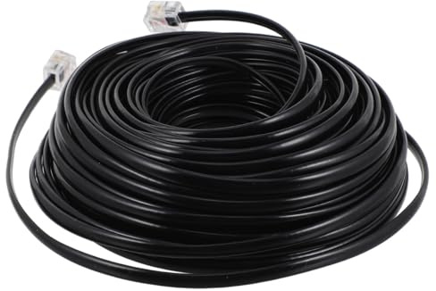 Generico Prolunga del Cavo Telefonico Rj11 6p4c Nero 20 Metri Filo Piatto in Rame e Pp per Telefoni Fissi e Modem Dial-up Casa e Ufficio