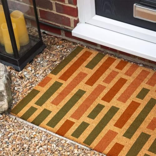 Morbuy Coconut Coir Doormat (Colored stripes,40x60cm) | Heavy Duty Entrance Mat for Indoor Outdoor, Non-Slip PVC Backing Dirt Trapper, Coco Fibre Welcome Mat for Front Door
