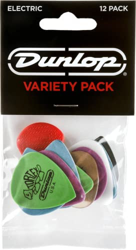 JIM DUNLOP Plektrum Variety Pack E-Gitarre, 12 Stück, Multicolor, Ultex, Tortex, Jazz III, Gator Grip, Max Grip