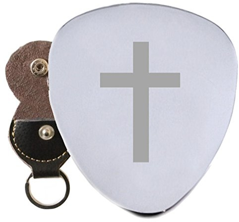Kruzifix Christian Stahl Gitarre Plektrum Graviert In Schlüsselanhänger Halter