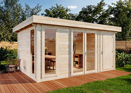 Alpholz Gartenhaus Aldo-28 C aus Massiv-Holz | Gerätehaus mit 28 mm Wandstärke | Garten Holzhaus inklusive Montagematerial | Geräteschuppen Größe: 540 x 420 cm | Pultdach