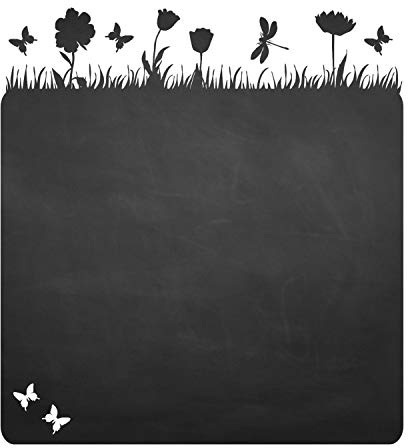 015 Blumenwiese Schmetterlinge - selbstklebende Tafelfolie/Kreidefolie inkl. 3 Stück Kreide - Größe: 900 x 900 mm - Kinderzimmer Wanddeko