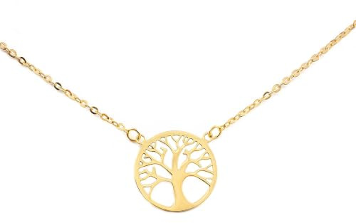 Monde Petit Collier Arbre de Vie Or Jaune 9 Carats 40 cm - Certificat de Garantie - 1381
