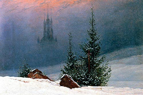 1art1 Caspar David Friedrich XXL Poster Winterlandschaft Mit Kirche, 1811 Plakat | Bild 120x80 cm