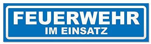 Kiwistar Magnetschild Feuerwehr im Einsatz invertiert - 20cm Blau - magnetisch für Auto PKW Kfz - wiederverwendbares Hinweisschild aus Magnetfolie - für Fahrzeug, Truck