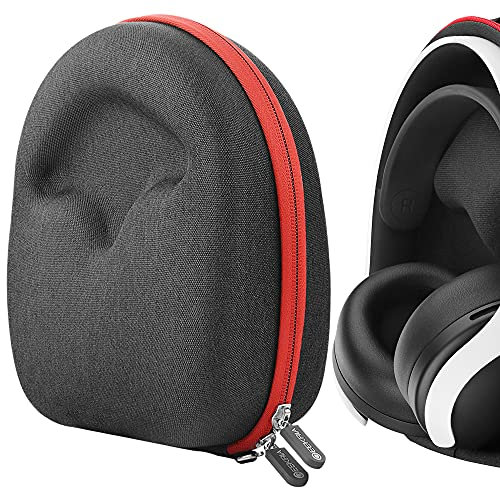 Geekria Shield Kopfhörer-Hülle, kompatibel mit Sony PlayStation 5 Pulse 3D-Headset, PlayStation Gold Wireless Case, Ersatz Hartschale Reisetasche mit Kabelaufbewahrung (Dunkelgrau)