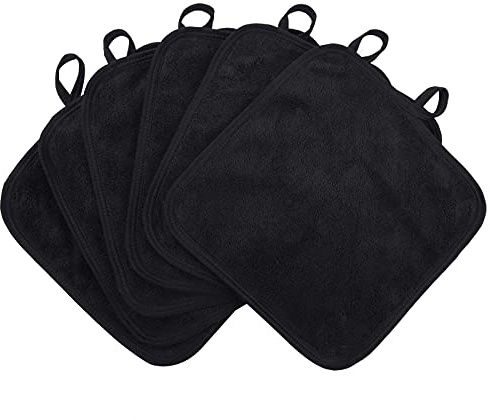 SINLAND 6 Stück Mikrofaser Abschminktücher Gesichtstücher Schwarz 20cmx20cm | Waschbar Make-up Entferner Tuch weiches Gesichtsreinigungstuch saugfähiges Waschlappen schnell trocknende