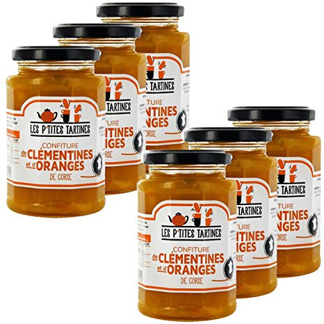Lot de 6 Confitures d’Oranges de Corse et Clémentine Les P’tites Tartines 315g – Marmelade aux agrumes – Format familial