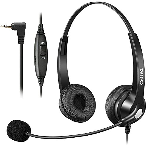 Telefon Headset 2,5mm mit Mikrofon Noise Cancelling, Schnurlos Festnetztelefone Kopfhörer DECT Kompatibel mit Panasonic Gigaset CL660 S850 C430A Grandstream Cisco SPA Polycom, Kristallklar Chat