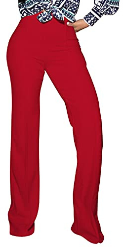 PINSV, Pantalones elásticos de Cintura Alta para Mujer, con Corte de Bota, Informales, de Trabajo o de Vestir, Medium
