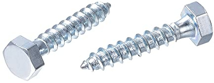 sourcing map Hex Lag Screws, M6 x 30mm Carbon Steel Zinc Plated Full Thread Self-Tapping Bolts for Wood Screw 25Pcs