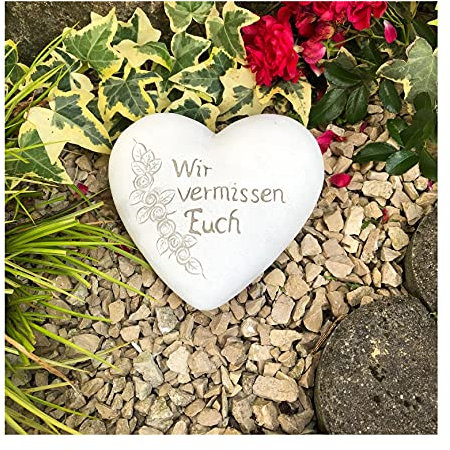Radami XXL Grabherz Spruch Grabschmuck Grab Herz - Wir vermissen Euch - Grabdeko Trauerherz ca. 1300g