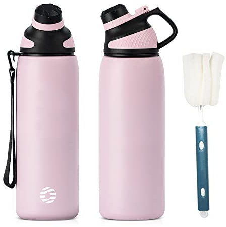 Fjbottle Edelstahl Trinkflasche Sport mit Magnetischem Deckel 1L, 800ml, 600ml, 400ml BPA-Frei Auslaufsichere Kinder Flasche - Kohlensäure geeignet 1500ML Wasserflasche Thermo für Schule, Fitness