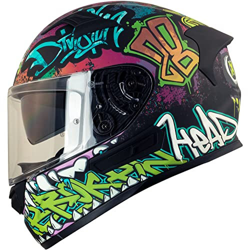 Broken Head Racing-Integralhelm InYourFace Schwarz-Matt mit Sonnenblende (L (59-60 cm))