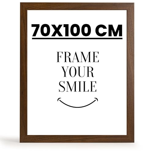Monframe Bilderrahmen 70x100 cm | Modern Fotorahmen Nussbaum mit Acrylglas & UV-Schütz | Bilderrahmen Holz MDF für Fotos, Kunstwerke, Poster & Diplom