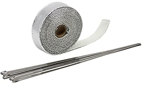 Cinta de Escape,Cinta Anticalorica Escape Cinta de tubo de escape térmico de 5M/10M/15M, cinta de envoltura aislante de calor, rollo de tela ignífuga con Kit de bridas de acero duradero (Color : 50mm