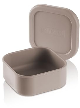 KLIPPSI® Fiambrera pequeña de silicona platino, resistente al calor, resistente al frío, a prueba de fugas, apta para lavavajillas (beige)