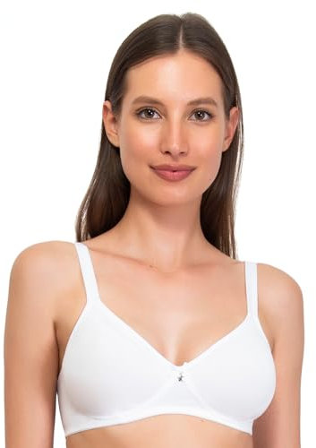 SIELEI, Reggiseno Semi-Imbottito Senza Ferretto, Realizzato in Cotone Biologico, 100% Naturale, Designed in Italy, Color Bianco, Taglia 5B