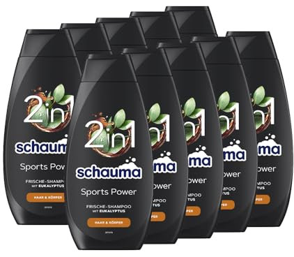 Schauma Schwarzkopf 2in1 Frische-Shampoo Sports Power (10x 400 ml), Haarshampoo mit belebender Formel für Haar & Körper, Shampoo kräftigt das Haar und verleiht einen Frische-Kick
