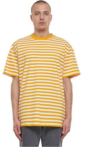 Urban Classics Camiseta para Hombre de Rayas Regulares, Color Blanco/magicmango XXL, White/Magicmango, XXL