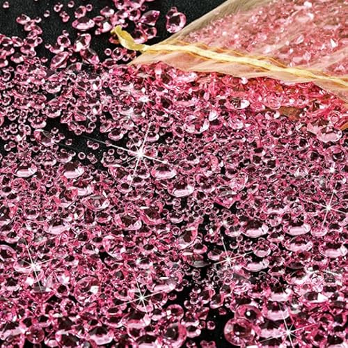 Pack of 4000 Decorative Diamonds Decorative Acrylic Crystals Decoration Diamonds Wedding Table Decoration Stones Artificial Diamonds，Geeignet als Vasenfüller Hochzeit Geburtstag Party(Rosa)