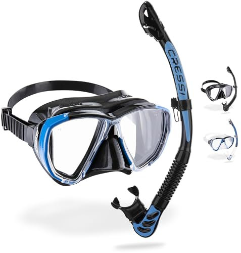 Magic: The Gathering CRESSI Big Eyes+Alpha Ultra Dry Combo Black/Azure - Combo Set Maschera+Snorkel Ultra Dry per Immersioni e Snorkeling, Nero/Azzurro, Taglia Unica, Adulti