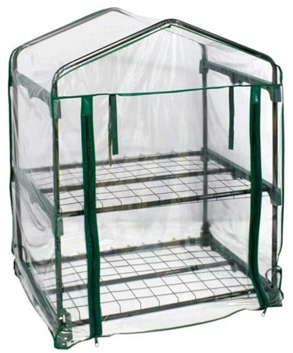 Tradineur - Mini Invernadero de Acero y PVC, Puerta Enrollable, Cubierta para Plantas, Cultivos, portátil, Interior y Exterior, jardín - 69 x 49 x 95 cm