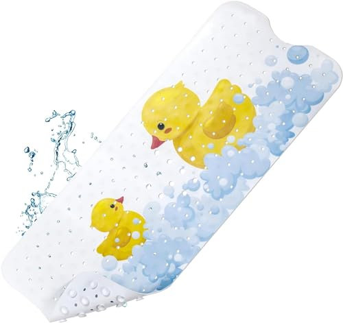 YOCOLE Tappetino Vasca Antiscivolo Bambini da Bagno, 100x40cm Tappetino Doccia Antiscivolo Bebe Materiale in PVC, Tappeto Bagno Bathtub Mat con 201 Ventose Modello Animale Marino, senza BPA