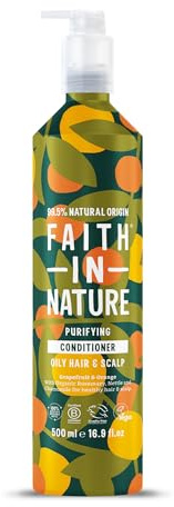 Faith In Nature - Natural Conditioner Aluminium Bottle - Vegan & Cruelty Free, No SLS or Parabens - 500ml, Grapefruit & Orange
