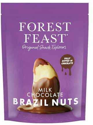 FOREST FEAST Belgian Milk Chocolate Brazil Nuts 1kg | Natural Gluten Free Snack Coated in Milk Chocolate, High Protein, Chocolate Covered Brazil Nuts.