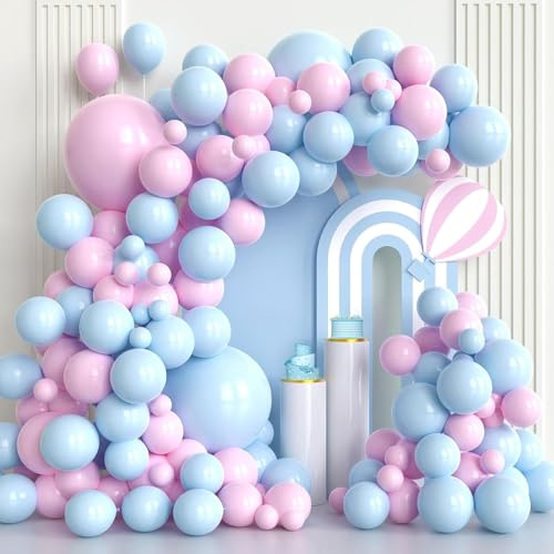 Guirlande de ballons rose bleu SKYIOL, 102 pièces, guirlande de ballons macaron rose bébé bleu, différentes tailles, ballons en latex pour anniversaire, fête prénatale, révélation du sexe, révélation