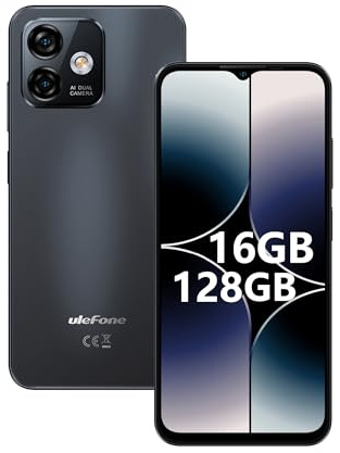 Ulefone Note 16 Pro 128GB ROM 16GB RAM Mobile Phones 4G SIM Free Unlocked, 50MP Camera, 6.52 inch, Octa Core, 4400mAh, Android 13 Smartphone, 5G WIFI, Fingerprint Face Unlock, Phone Case, Black