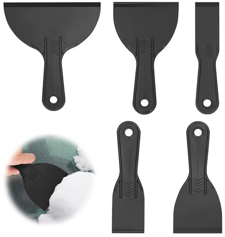 5-Piece Black Plastic Scraper Set - Flexible Non-Scratch Paint and Putty Knife Tools for Wallpaper, Filler, Wall and Car Painting