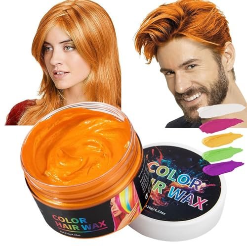 Temporary Hair Color Wax for Men and Women, 4.23 Oz Temporary Hair Dye Styling Cream Mud, Stylish Washable Hairstyle Wax for Party, Cosplay -UKHZ03 (Orange, 4.23 Oz)