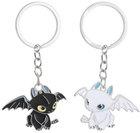 MUNSKT Deux morceaux Dragons Porte Clé,Pendentif Dessin Animé pour Ami et Couple (Noir et Blanc),Porte-Clés Dragon Volant pour Saint Valentin, Anniversaires et Plus Encore.