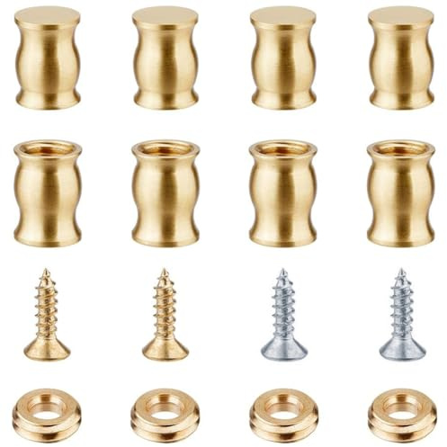 SUPERFINDINGS 4 Sets Brass Cutting Board Feet 12.5x17mm Brass Furniture Pads Chopping Board Feet Set for Kitchen Appliances and All Kinds of Furniture