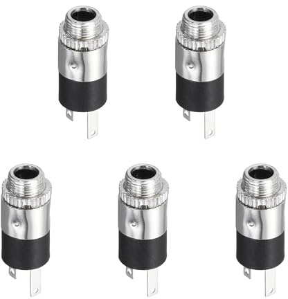 sourcing map 10 Pcs 3.5mm Vertical 3 Pins TRS Stereo Audio Socket Threaded with Round Nut for Audio Headphone Radio PCB Panel CD Players