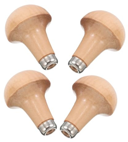 HOMSFOU 4 Stück Ergonomische Feilenstiele, Pilzform Khaki | Holz und Metallfeilen, als Ersatzteil bei Gravur und Reparatur, Griffstück