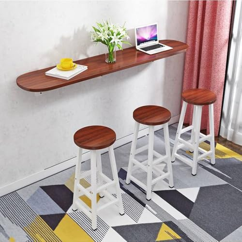 QSPNVFB Scrivania Da Parete Lungo Tavolo Da Bar Pieghevole, Tavolo Da Pranzo A Muro Invisibile Scomparsa, Tavolinoda Lavoro In Legno Per Lavanderia Balcone(Teak,100x40cm(39x16))