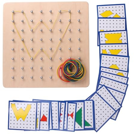 UPKOCH Geometrische Nagelplatte aus Eukalyptusholz Pädagogisches Steckspielzeug zur von Hand Auge Koordination und Kreativität