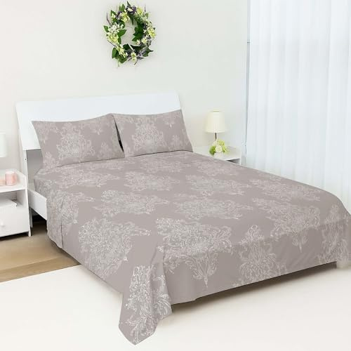 100% Egyptian Cotton Flat Sheet King Size | 400TC Cooling Luxury Top Sheet | Breathable Soft Floral Bed Linen | Hotel Quality Hypoallergenic Bedding | King Bed Machine Washable