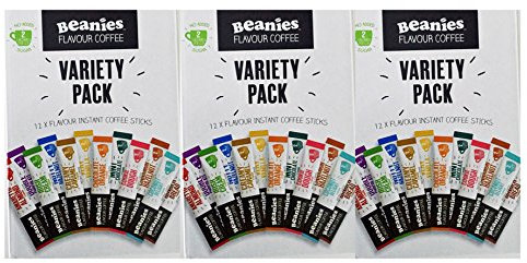 3 x 12 Flavoured Coffee sachets/ sticks - variety pack - Beanies