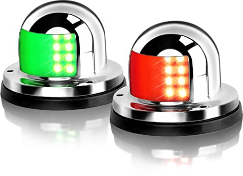 Obcursco Boat Navigation Lights, LED Red and Green Deck Mount Light