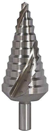 Vetrineinrete® Fresa conica a gradini scalini svasatore da 4 a 39 mm per legno e metallo allargafori E14