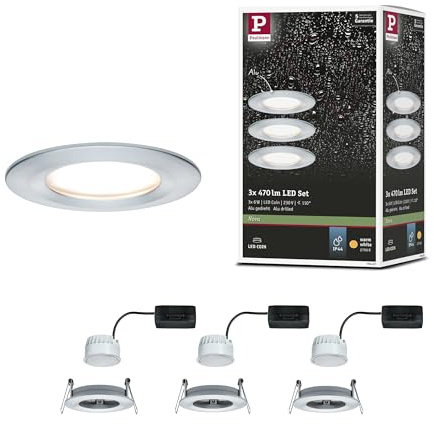 Paulmann 93462 LED Einbauleuchte Nova Coin Basisset starr IP44 rund 78 mm Coin 3x6W 3x470lm 230V 2700K Alu gedreht