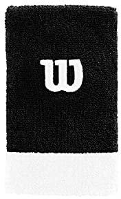 Wilson Schweißband, Extra breit, Weiches Material, schwarz/weiß, WRA733519, Black/White/White, Einheitsgröße