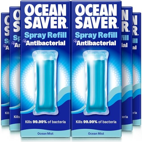 OceanSaver Eco All-Surface Cleaner - 6x 10ml EcoDrop Refills | Powerful Just Add Water Antibacterial All-Purpose & Disinfectant Spray | Plastic Free, Plant Based & Cruelty-Free | Ocean Mist Scent