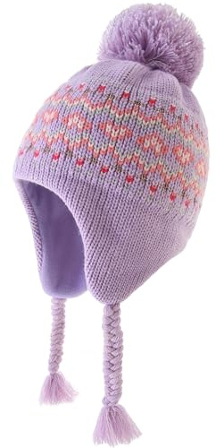 Monimo Mädchen Mütze Stricken Verdicken Ohrenschützer Hut Warm Wintermütze für Kinder